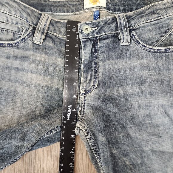 Atik Denim Women's Size 31 Blue Embroidered Pockets Boot Cut‎ Low Rise Jeans - Picture 9 of 11